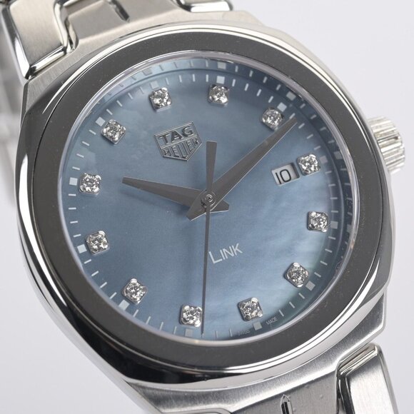 TAG Heuer Link Blue Mother of Pearl WBC1313 Diamond Dial 32mm Ladies Watch - Picture 3 of 6